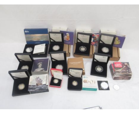 Mixed collection of Silver proof coins predominantly from the Royal Mint to inc. The Royal Tudor Beasts, Britannia, Tales of 