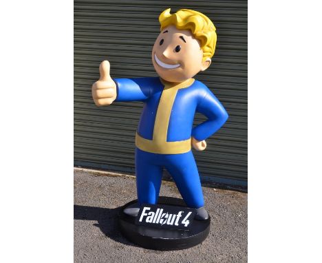 Extremely rare large fibre glass advertising model of Vault Boy for the video game Fallout 4 from Muckle Mannequins (model co