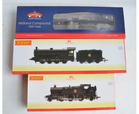 Three boxed OO gauge electric steam train models, all in BR black (early) livery to include Hornby R3723X Class 61XX large Pr