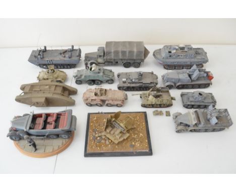 Fourteen highly detailed and very well constructed plastic armour model kits, mostly 1/35 scale German WWII plus 2 small dior