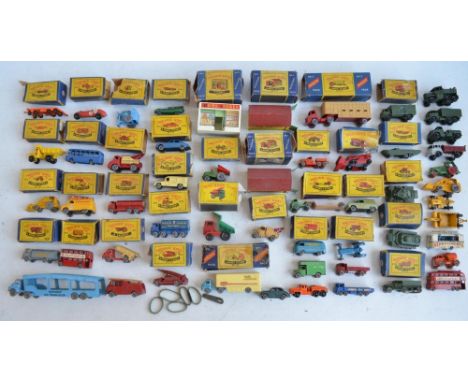 Collection of vintage Matchbox/Moko Lesney small scale diecast model vehicles including 36 boxed examples (boxes generally po