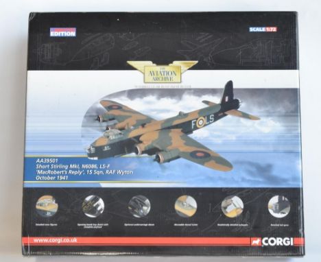 Boxed Corgi Aviation Archive 1/72 scale diecast limited edition Shorts Stirling MK1, N6086 'MacRobert's Reply', 15 Sqn RAF Wy