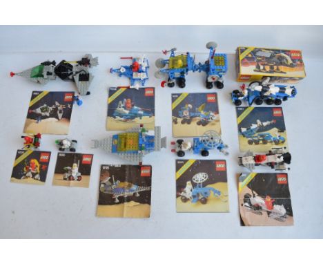 Ten vintage Lego Space sets circa late 1970's-80's including 1 boxed example to include sets 886, 918, 6806, 6842, 6844, 6846