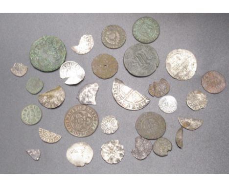 Small collection of silver hammered and other coins to inc. a Late Medieval/Early Modern Jetton