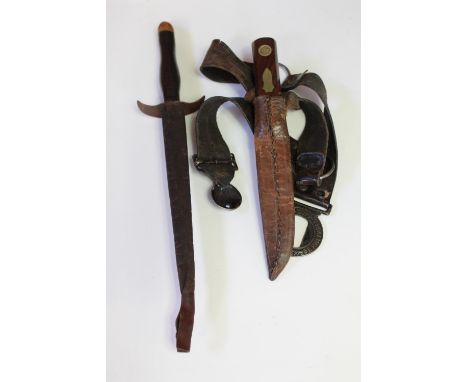 Unusual early 20th century stiletto dagger with decorative floral design to blade, marked Wilkinson Sword, made in England to