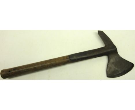 British naval boarding type axe, steel head stamped with broad arrow mark 'N' 'Richard Thomas Birmingham 1897' with wooden sh