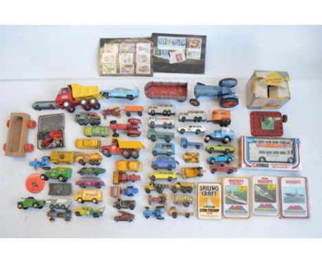 Collection of mostly vintage playworn diecast model vehicles from Crescent, Tonka, Lesney, Matchbox, Corgi etc, 4 packs of To