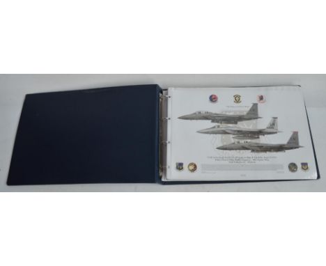 A3 sized ring binder containing 47 USAF and US Navy aircraft prints, mostly Squadron Prints of many varied US military aircra