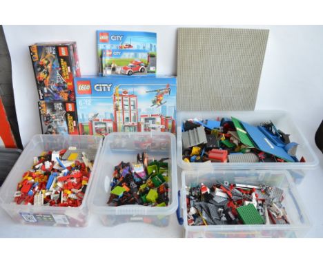 Large collection of previously used Lego including vintage Lego Space, City etc, a complete Lego City fire station set 60110 