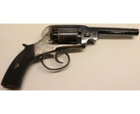 Webley style percussion 80 bore revolver, 5" octagonal rifled barrel, top flat engraved `Lill Louth' proof marks, frame marke