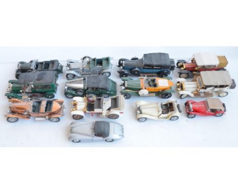 Thirteen unboxed 1/24 scale diecast car models from Franklin Mint to include a 1929 Bentley Blower, 1907 Rolls Royce Silver G