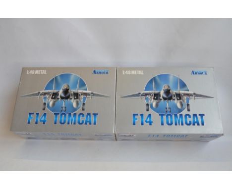 Two 1/48 scale diecast Grumman F-14A Tomcat models from The Armour Collection to include VF-111 Sundowners and a VF-84 Jolly 
