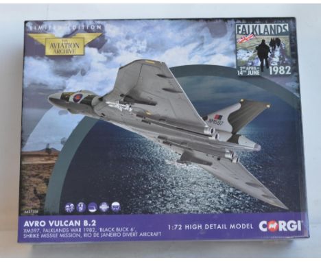 Boxed Corgi 1/72 scale limited edition Avro Vulcan B.2, Operation Black Buck Falklands War version with 4 Shrike missiles (it