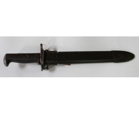 US Army M1 Garand bayonet with plastic handle, complete with original scabbard. Greek serial no. 7630 and American Fork and H