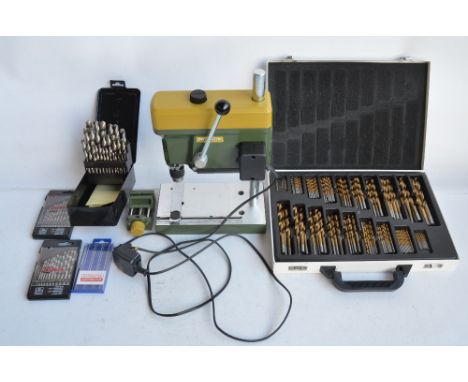 Proxxon TBM220 bench top mini pillar drill in excellent previously used and fully working condition with Proxxon MS4 machine 