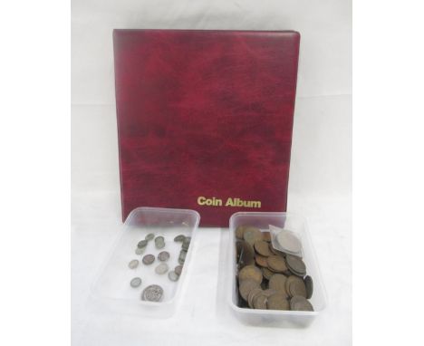 Collection of GB coins in a folder and loose, to inc. mixed collection of C19th/20th Pennies, 3 commemorative £2 coins, small