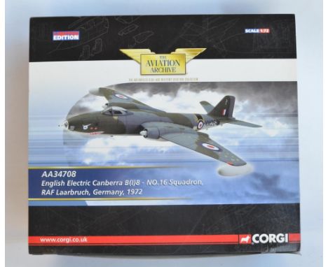 Boxed Corgi Aviation Archive 1/72 scale limited edition English Electric Canberra B(1)8, 16 Sqn Laarbruch, Germany 1972 (item