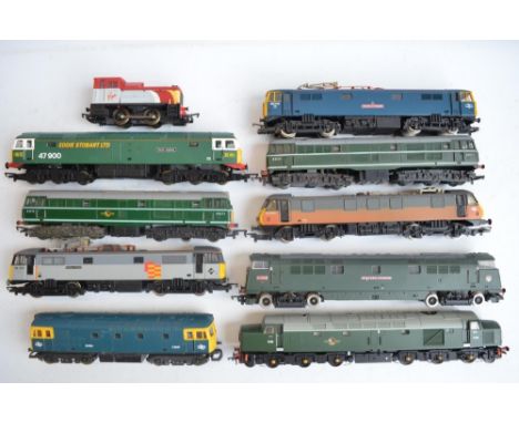 Ten OO gauge diesel electric locomotive models from Hornby, Bachmann, Triang and Lima to include a boxed R2433 limited editio