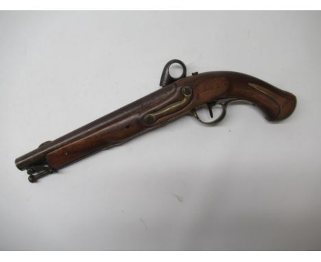 Mid-19th century Danish percussion 14 bore military service pistol with ring hammer, 11 3/4" barrel stamped 'A.B-2-12 U.B-No6