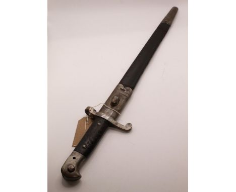 British 1887 pattern sword bayonet with Wilkinson Sword maker's mark and War Department stamp, complete with original scabbar