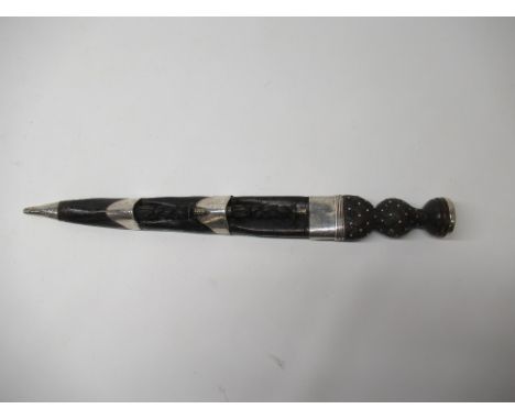 19th century Scottish dirk, 13.5" part double edged blade with broad central fuller and narrow top fuller, stamped 'Oroman', 