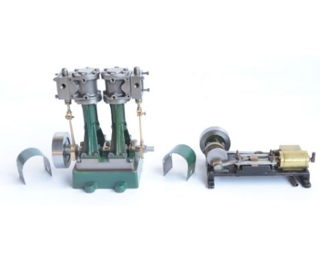 Stuart 2 cylinder vertical steam engine (please note incomplete but in otherwise good visual external condition), H14.5cm and