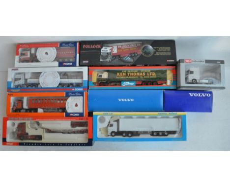 Collection of diecast 1/50 scale truck models from Corgi, Conrad, Tematoys, Tekno and WSI including limited edition Corgi CC1