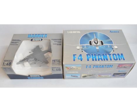 Two 1/48 scale diecast fast jet models from The Armour Collection to include an RAF Harrier GR7 (model in excellent overall c