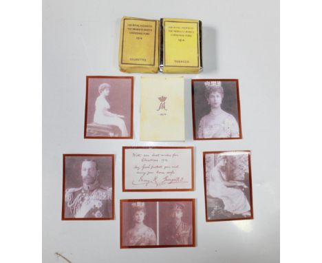 WWI Silent Picket Corkscrew barbed wire fence post. Queen Mary Christmas tin, with imitation cigarette packets and photo's.
