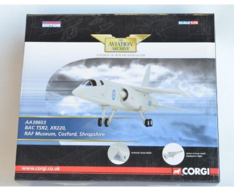 Boxed Corgi Aviation Archive 1/72 scale limited edition BAC TSR2 XR220, RAF Museum Cosford (item no AA38603, 561/1500), model