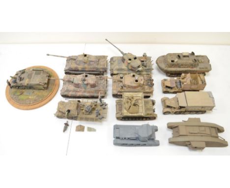 Twelve built highly detailed and very well constructed 1/35 scale plastic armour model kits, mostly German WWII to include Ti