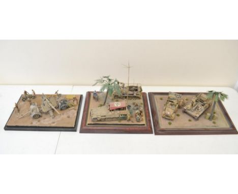 Three highly detailed and very well constructed 1/35 scale plastic model WWII dioramas depicting German armour in North Afric