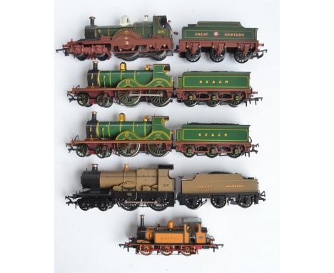 Five unboxed previously run OO gauge electric steam train models including highly detailed examples to include 2x SE&amp;CR D