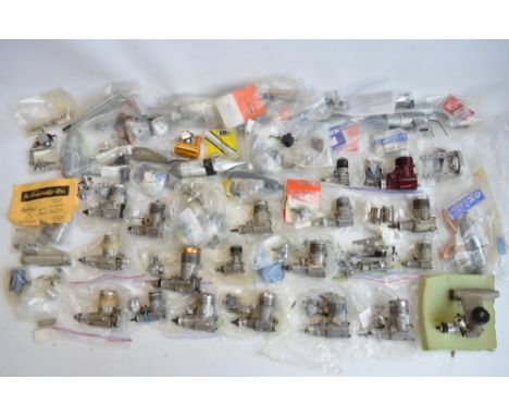 Collection of model aero engines and accessories, various manufacturers and models to include an Irvine 40 engine in red (exc