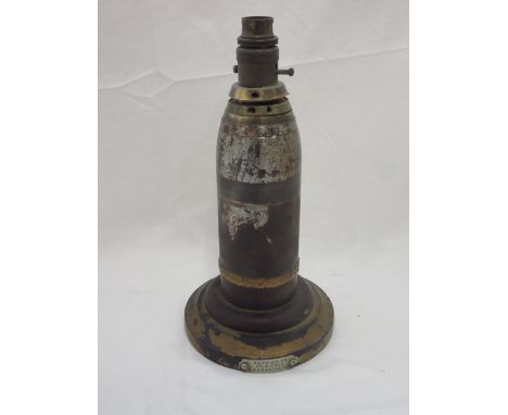 Vintage lamp made from converted WWI shell taken from the H.M.S. Bacchante at the battle of Cepe Tepe, as part of the Gallipo