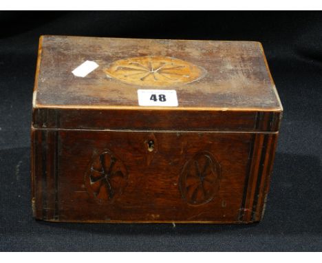An Early 19th Century Mahogany Tea Caddy With Bat Wing Inlay