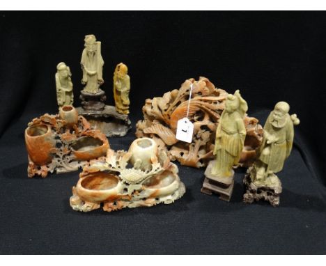 A Group Of Soapstone Carvings &amp; Figures (6)