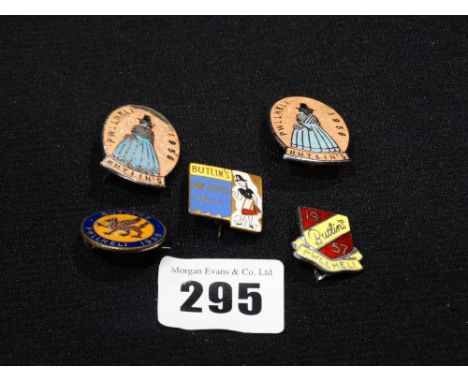 Five Vintage Butlins Enamel Pin Badges