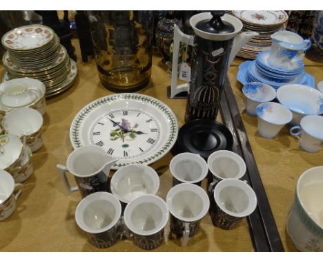 A Fifteen Piece Port Meirion Pottery Magic City Pattern Coffee Set, Together With A Port Meirion Circular Wall Clock