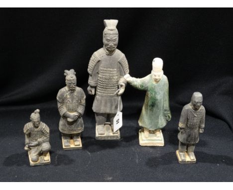 Four Terracotta Army Type Figures, Together With A Chinese Mud Figure