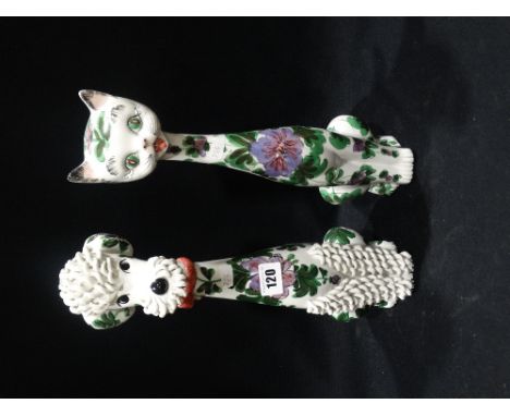 A Mid Century Italian Bitossi Style Long Necked Cat &amp; Dog Figures, 15" High