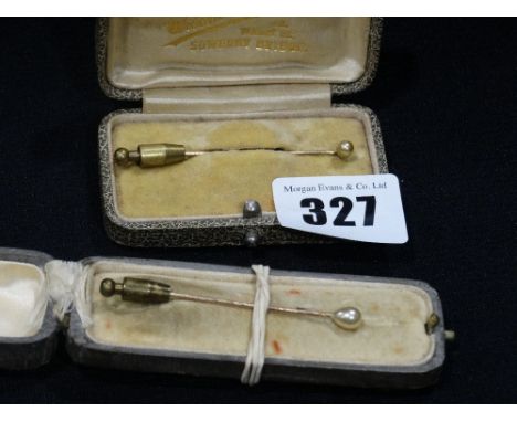 Two Gold &amp; Pearl Stick Pins