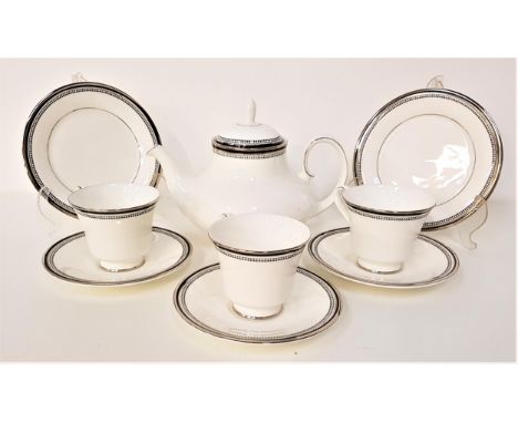 ROYAL DOULTON SARABANDE TEA SERVICEcomprising tea pot, cups and saucers, side plates, sandwich plate and sugar bowl (21) 