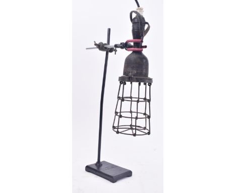 A retro mid 20th century metal Philip Harris &amp; Co, Birmingham inspection desk table lamp light. The light having a turned