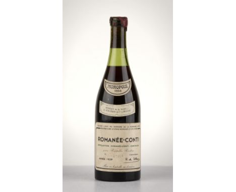 Romanée-Conti Grand Cru 1959, Domaine de la Romaneé-Conti Côte de Nuits 3 cm, etichetta lievemente sporca, ceralacca rotta, a