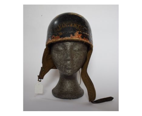 A Cromwell pudding basin crash helmet, with Vincent insignia