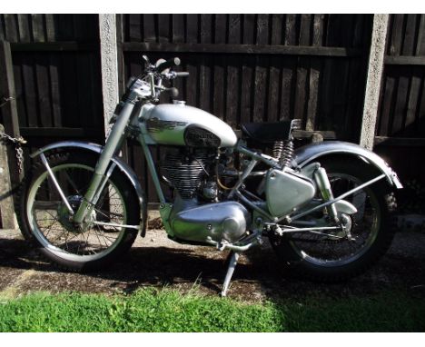 A 1955 Royal Enfield 500cc trials, registration number 559 UXB, frame number 34748, engine number JS14044, silver. During the