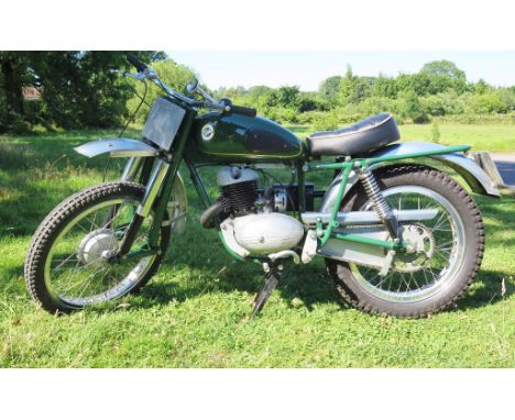 A 1959 DOT TDHX Trials bike, unregistered, green. Dating from 1959, this TDHX model is a beautiful example of the marque in i