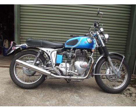 A 1969 Royal Enfield Interceptor Mk II, registration number YUY 174G, frame number 5527, engine number B1910, blue and chrome