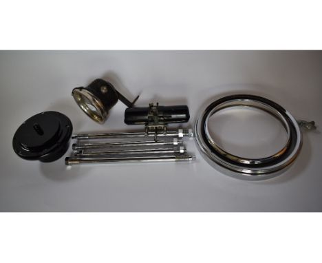 Assorted Vincent spares, including a Miller Type DM 3 M 6 volt horn, cylinder head bolts, head lamp chrome bezels, an acetyle